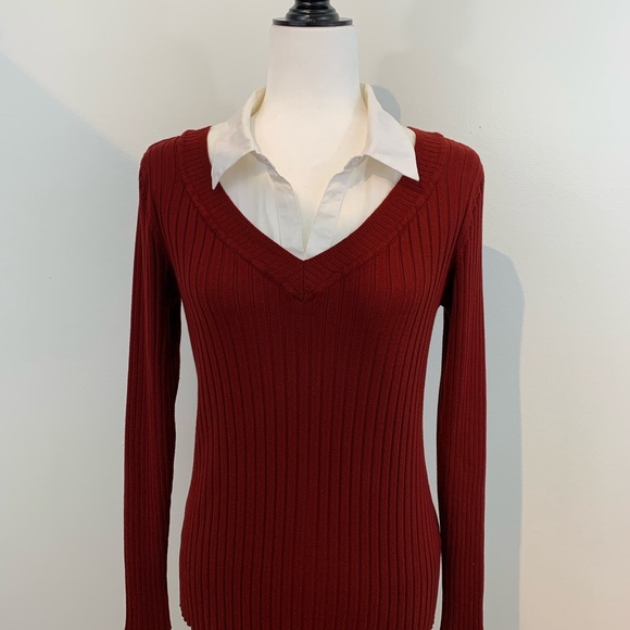 Ribbed Wine Coloured Fooler Sweater, pics don’t do this justice- gorgeous on! - Picture 4 of 11